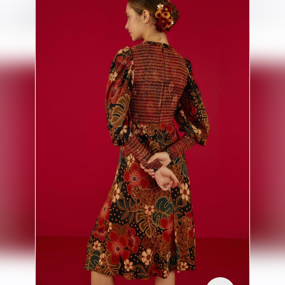 Nwot! Farm Rio flowered leopard long sleeve dress. - Picture 4 of 14